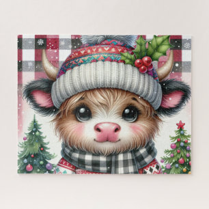 Rustic Christmas Highland Cow Jigsaw Puzzle