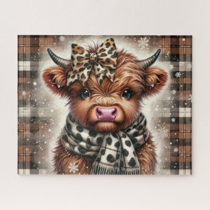 Rustic Christmas Highland Cow Jigsaw Puzzle