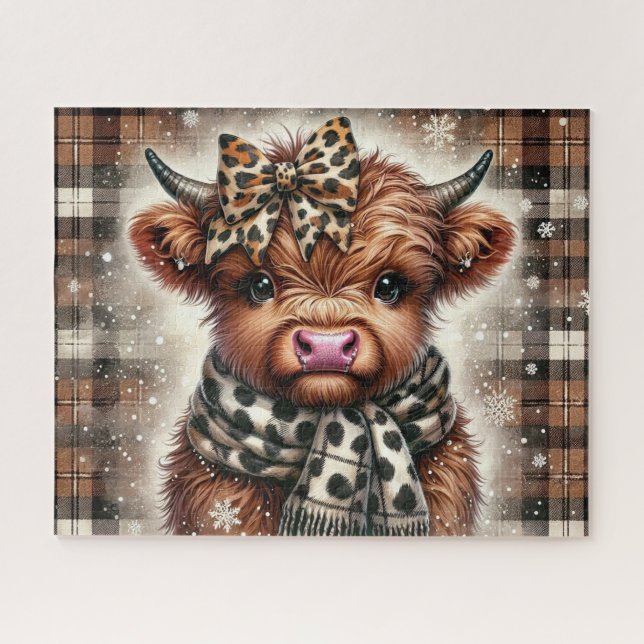 Rustic Christmas Highland Cow Jigsaw Puzzle (Horizontal)