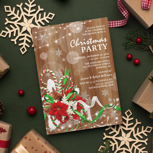 Rustic Christmas Holiday Party Invitation (Creator Uploaded)