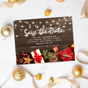 Rustic Christmas Holiday Party Save the Date Announcement Postcard