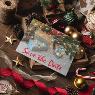 Rustic Christmas Holiday Party Save the Date Invitation Postcard