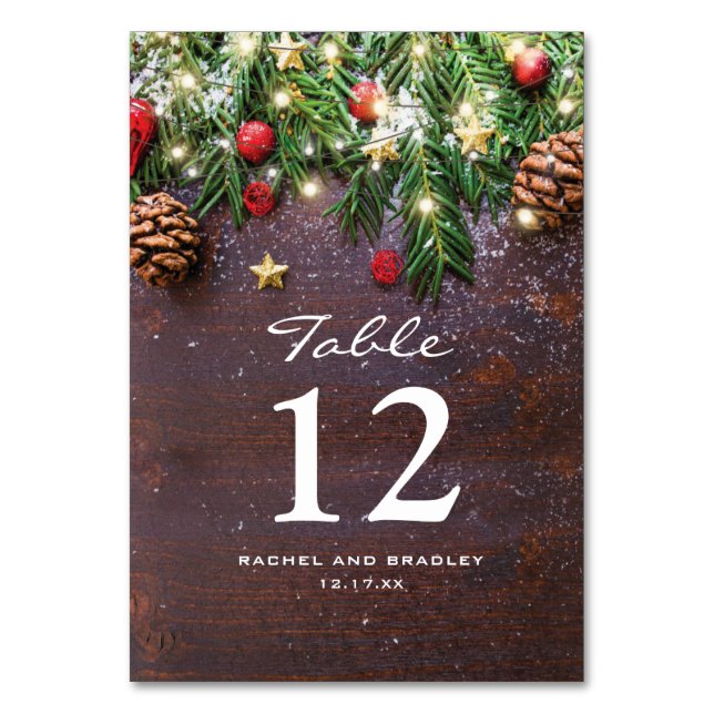 Rustic Christmas Holiday Party Table Number (Front)