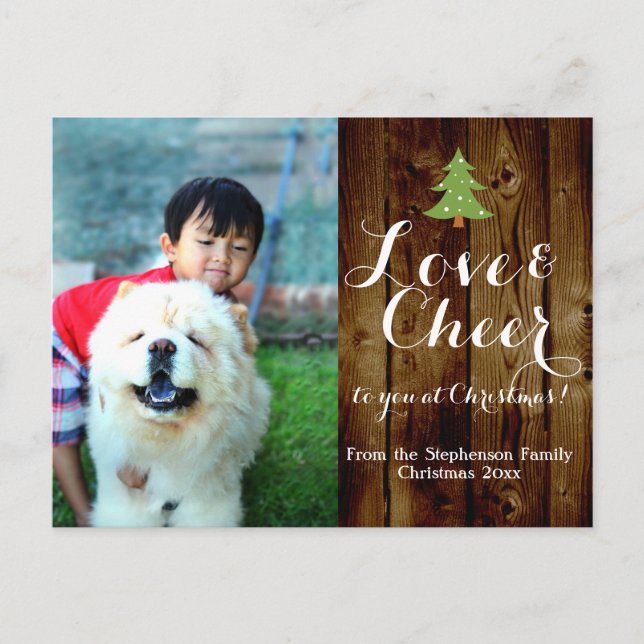 Rustic Christmas Holiday Photo Postcard (Front)