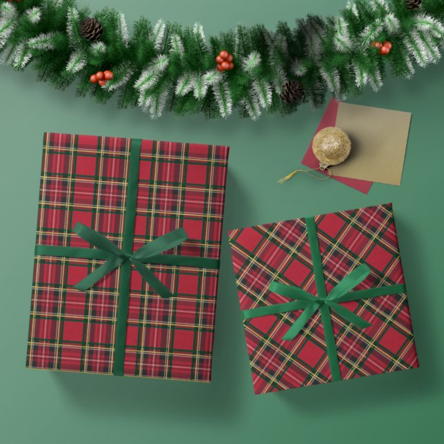 Rustic Christmas Holiday Red Plaid Gold Foil Wrapping Paper Sheet (Rustic Christmas Holiday Red Plaid Gold Foil Wrapping Paper Sheets)