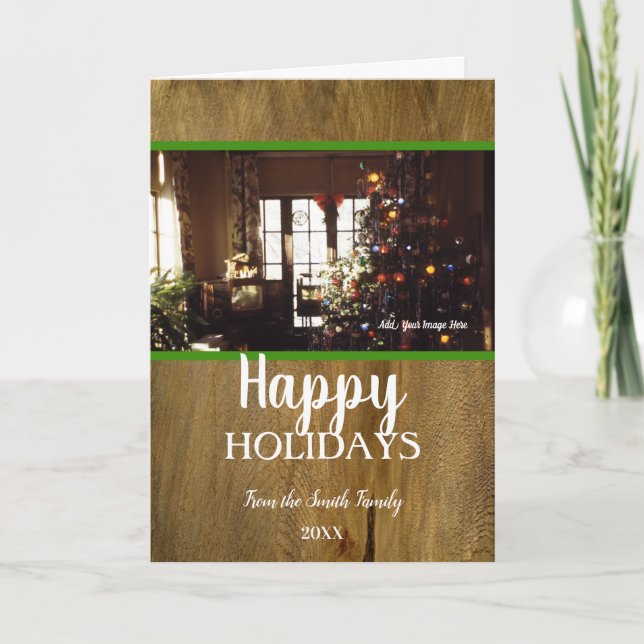 Rustic Christmas Holiday Retro Inspired Card (Front)