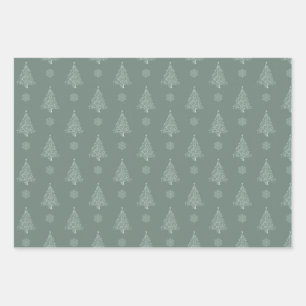 Rustic Christmas holiday tree green neutral Wrapping Paper Sheet