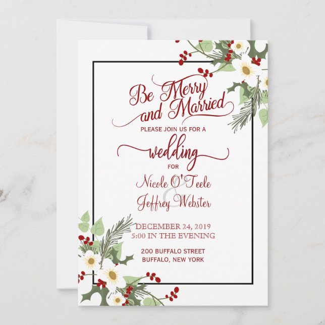 Rustic Christmas Holiday Wedding Invitation (Front)