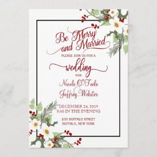Rustic Christmas Holiday Wedding Invitation