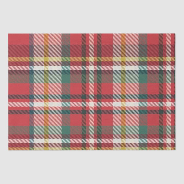 Rustic Christmas Holidays Red and Green Plaid Tissue Paper (Front)