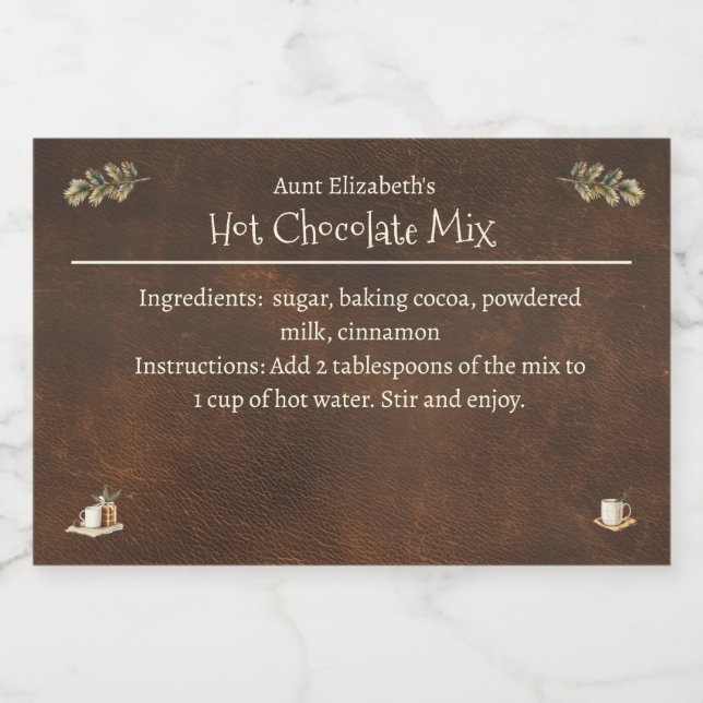 Rustic Christmas Hot Chocolate Cocoa Mix Food Label (Single Label)
