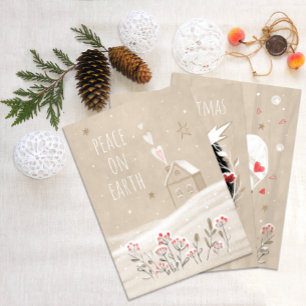 Rustic Christmas House in Snow Holiday Card