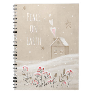 Rustic Christmas House in Snow Notebook