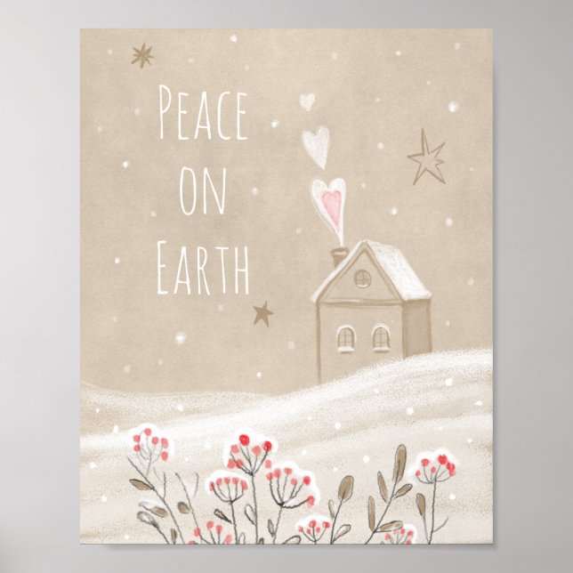 Rustic Christmas House in Snow Poster (Front)