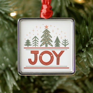 Rustic Christmas Joy Metal Tree Decoration