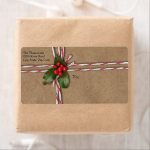 Rustic Christmas Kraft Paper with Holly Berries