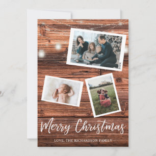 Rustic Christmas Lights Multi Photo Invitation
