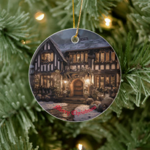 Rustic Christmas Magic Ceramic Tree Decoration