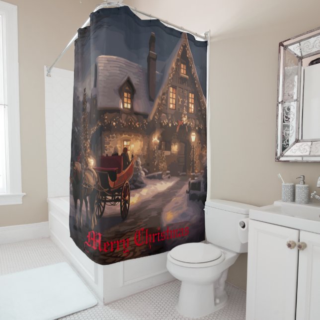  Rustic Christmas Magic Shower Curtain (In Situ)