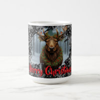 Rustic Christmas moose winter woodland forest snow