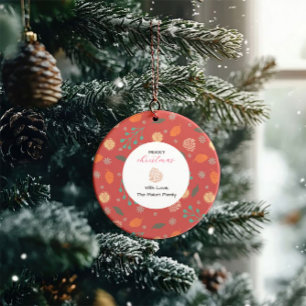 Rustic Christmas Nature Pattern Ceramic Tree Decoration