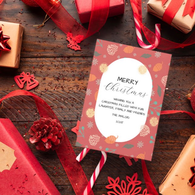 Rustic Christmas Nature Pattern Postcard (Creator Uploaded)