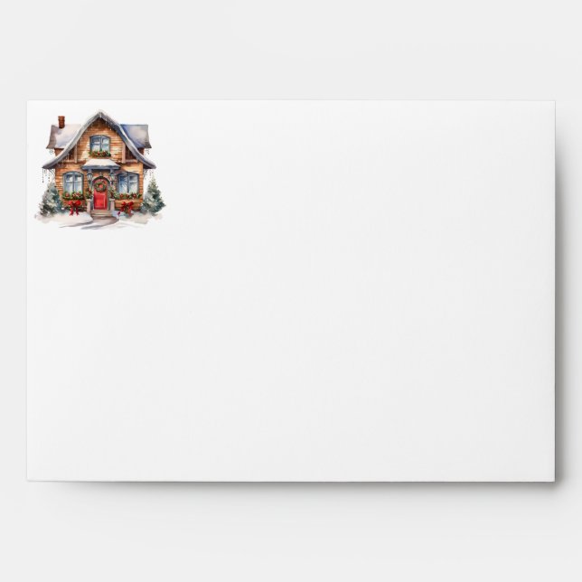 Rustic Christmas New Home Return Address Envelope (Front)