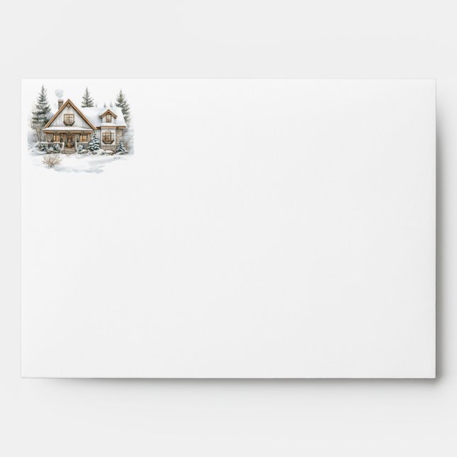 Rustic Christmas New Home Return Address Envelope (Front)