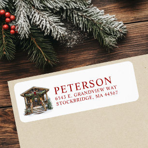 Rustic Christmas New Home Return Address Labels
