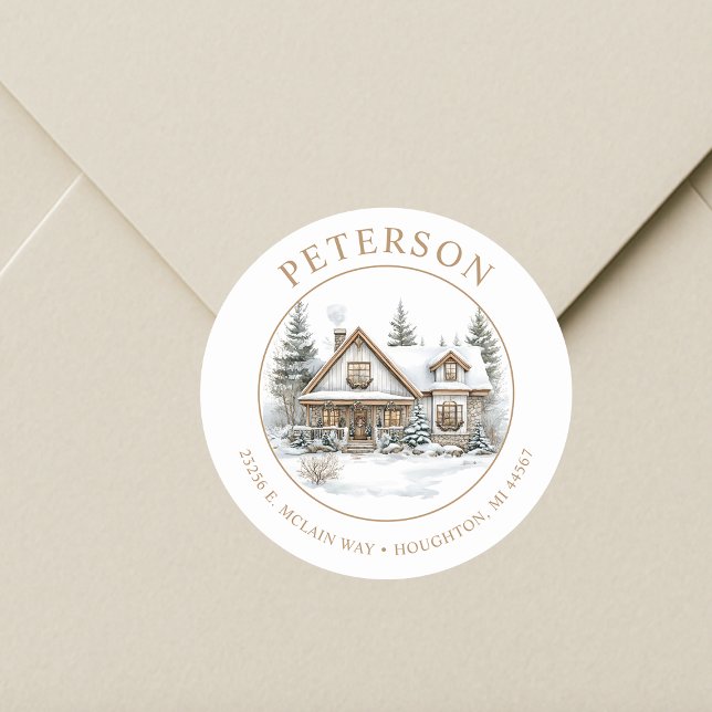 Rustic Christmas New Home Return Address Labels (Creator Uploaded)