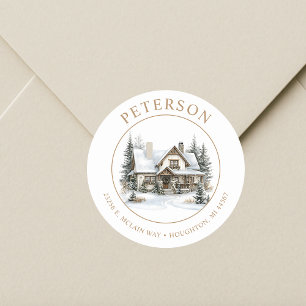 Rustic Christmas New Home Return Address Labels