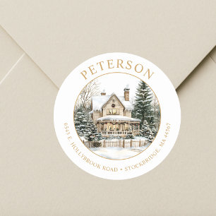 Rustic Christmas New Home Return Address Labels