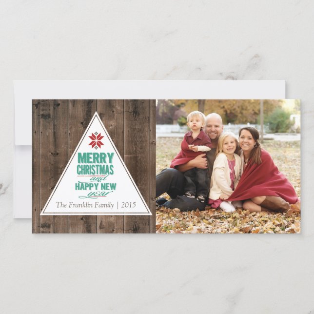 Rustic Christmas & New Years Holiday Card (Front)