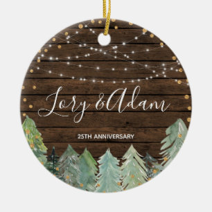 Rustic Christmas Ornament for Wedding Anniversary