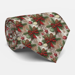 Rustic Christmas Ornaments Festive Ribbons Tie