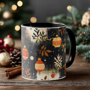 Rustic Christmas ornaments with orange and gold  Mug