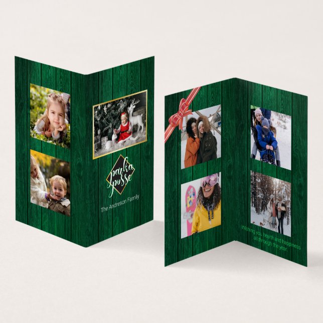 Rustic Christmas 🎄 Parka Posse Barn Wood Card (Inside and Outside)