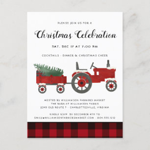 Rustic Christmas Party Buffalo Plaid Holiday Party Postcard