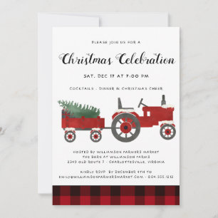 Rustic Christmas Party Country Buffalo Plaid  Invitation