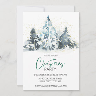 Rustic Christmas Party Deer Forest Invitation