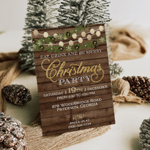Rustic Christmas Party Invitation