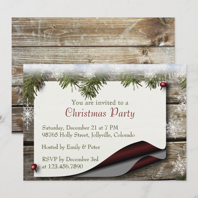 Rustic Christmas Party Invitation (Front/Back)