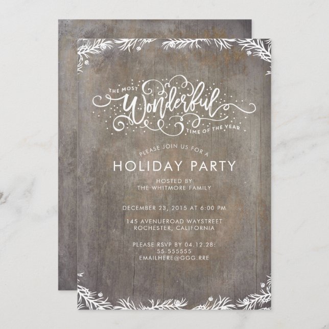 Rustic Christmas Party Invitation (Front/Back)