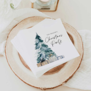 Rustic Christmas Party Personalised Paper Napkins