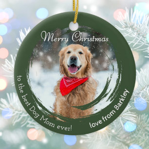Rustic Christmas Pet Photo Ornament for Dog Mom