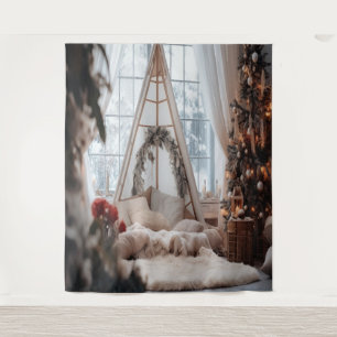 Rustic Christmas Photo Backdrop Tapestry
