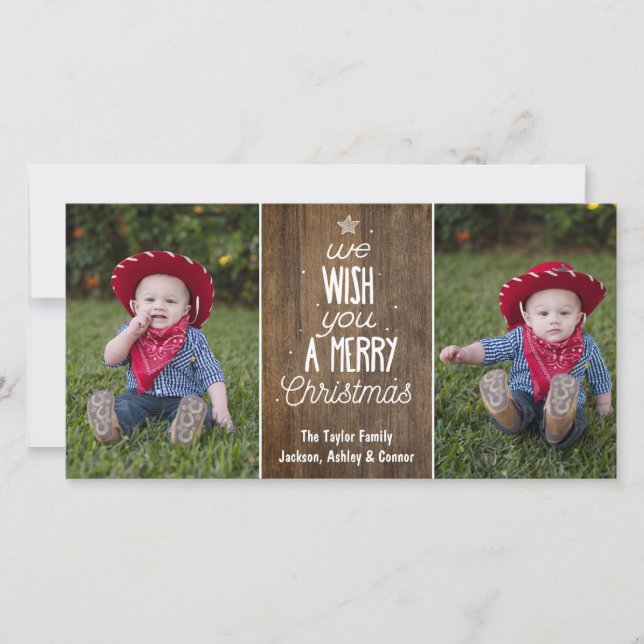 Rustic Christmas photo card - Merry Christmas (Front)