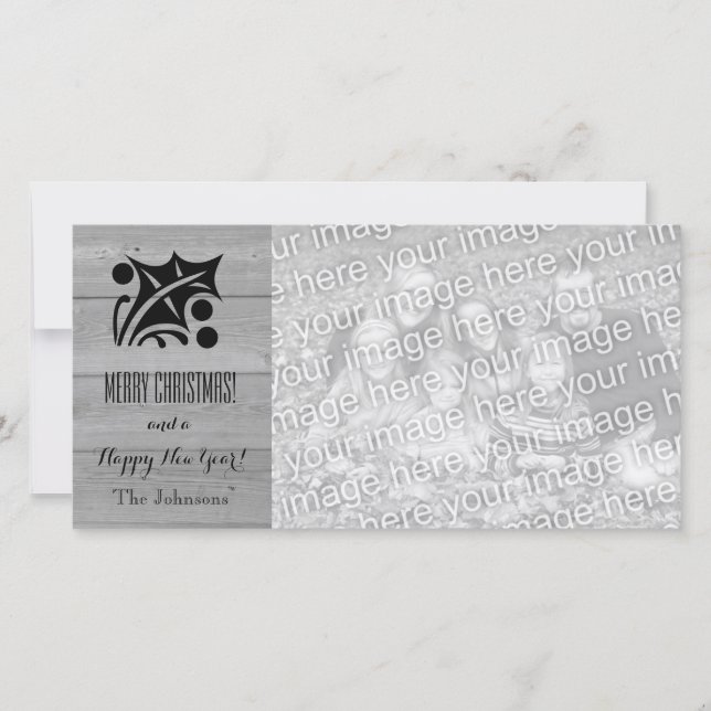 Rustic Christmas photo cards with custom picture (Front)