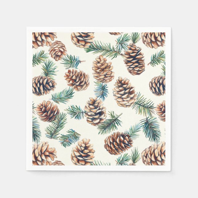 Rustic Christmas pine cones  Napkin (Front)