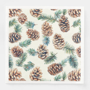 Rustic Christmas pine cones  Napkin